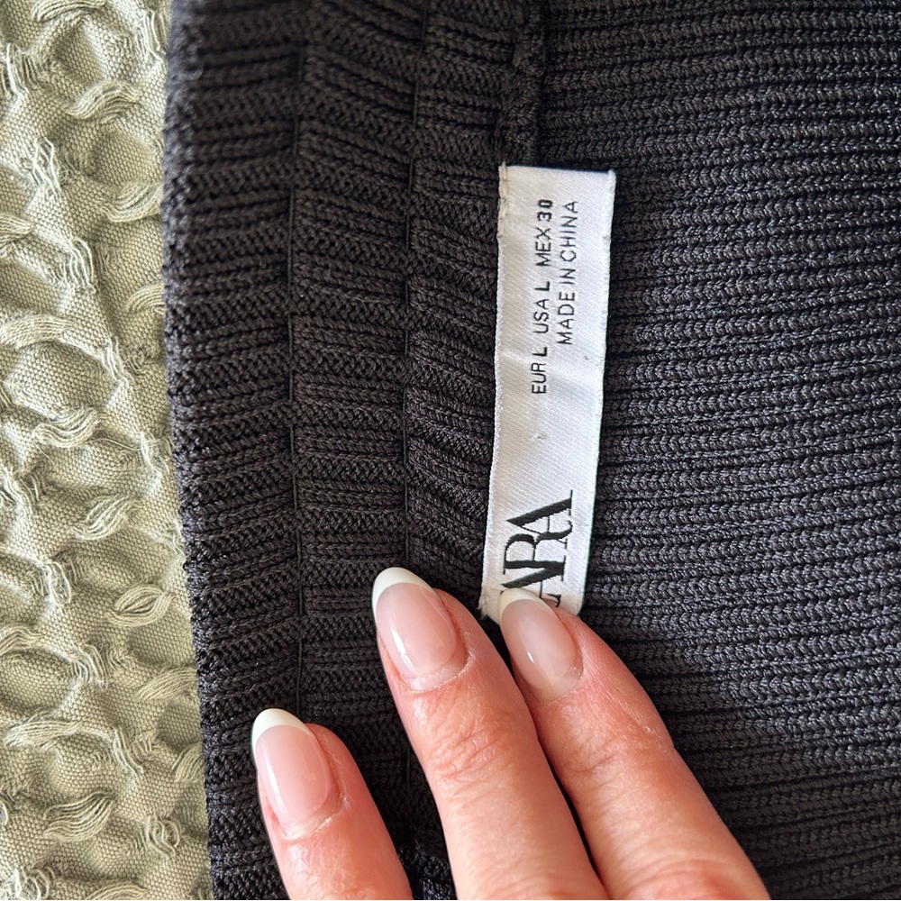 Zara Black Ribbed Knit Top and Bottom Set - Picture 5 of 5